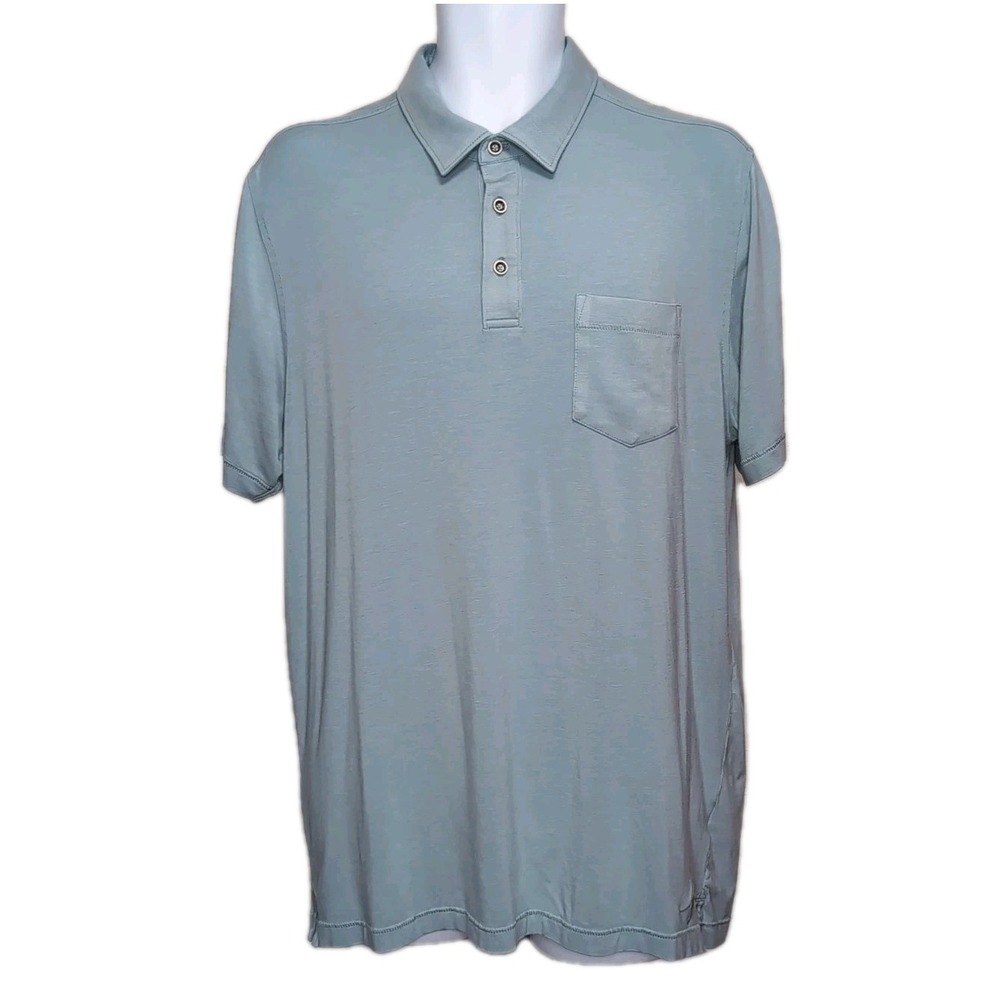 Toes On The Nose Pocket Polo Shirt Mens L Blue Smooth Knit Short Sleeve Pullover